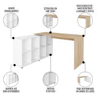 Mesa Escrivaninha Em L Eron E Balcão 60cm 2 Portas Look A06 Carvalho/branco - Mpozenato - 3