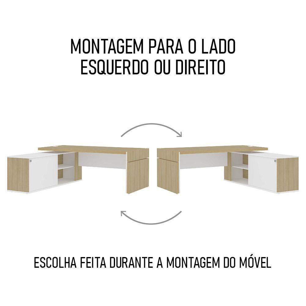 Mesa Diretor Em L Com Tomada 183x202cm Corp A06 Carvalho/branco - Mpozenato - 5