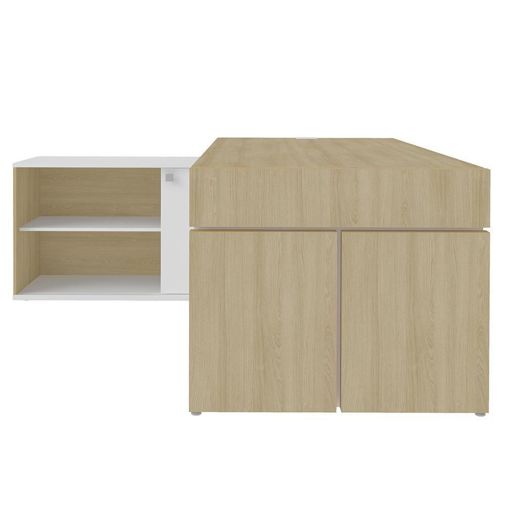 Mesa Diretor Em L Com Tomada 183x202cm Corp A06 Carvalho/branco - Mpozenato - 6