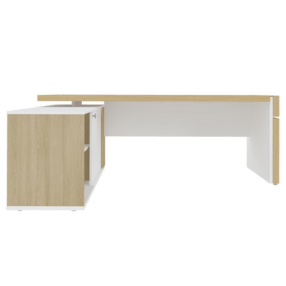 Mesa Diretor Em L Com Tomada 183x202cm Corp A06 Carvalho/branco - Mpozenato - 7