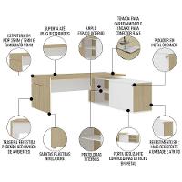 Mesa Diretor Em L Com Tomada 183x202cm Corp A06 Carvalho/branco - Mpozenato - 3