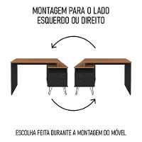 Mesa Escrivaninha Estilo Industrial Flex Lux A06 Freijó/preto - Mpozenato - 6
