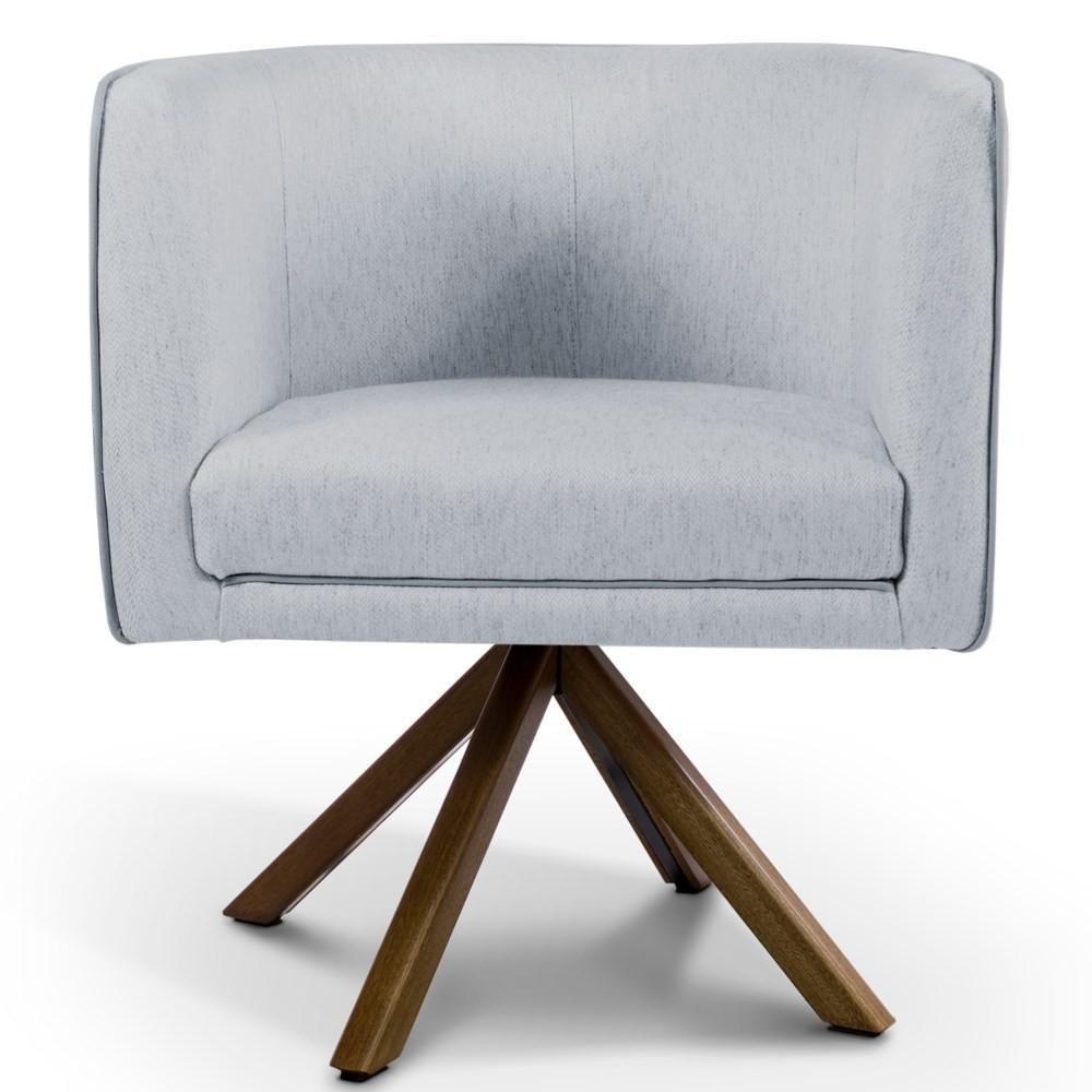 Poltrona Decorativa Giratória Base Giromad Madeira Betina D-315 Linho Cinza - Domi - 2