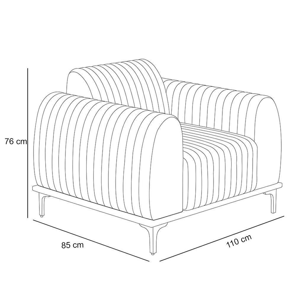 Poltrona Decorativa Base Gold Molino D06 Linho D-465 Chumbo - Mpozenato - 4