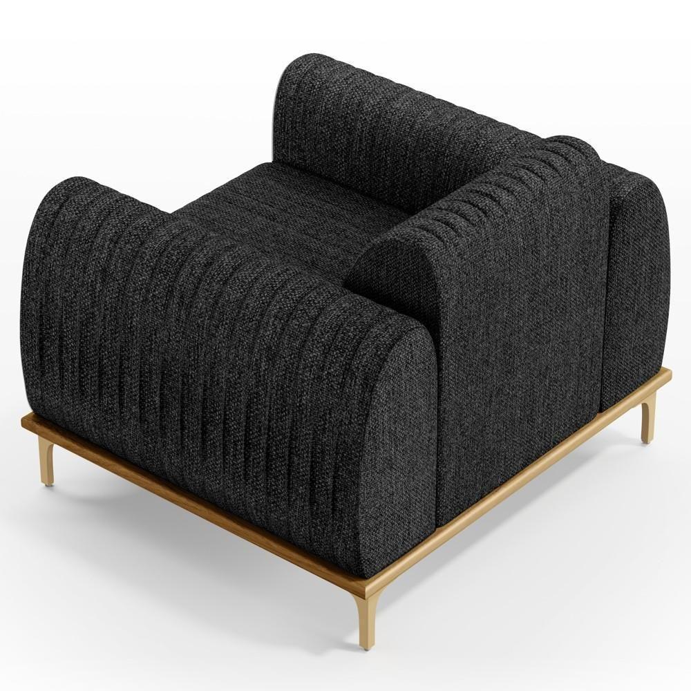 Poltrona Decorativa Base Gold Molino D06 Linho D-465 Chumbo - Mpozenato - 7