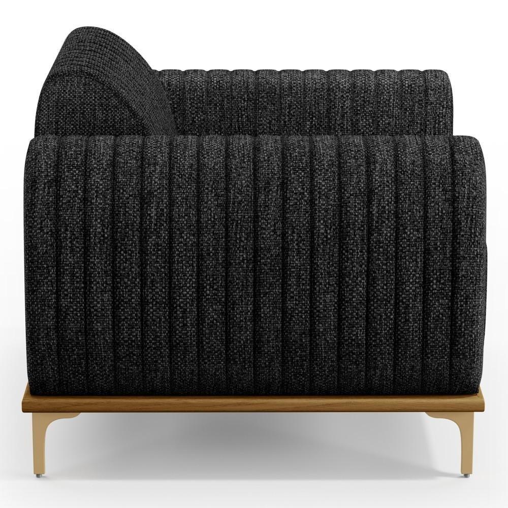 Poltrona Decorativa Base Gold Molino D06 Linho D-465 Chumbo - Mpozenato - 8