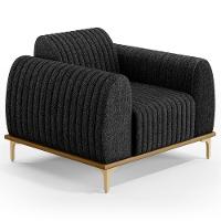 Poltrona Decorativa Base Gold Molino D06 Linho D-465 Chumbo - Mpozenato - 1