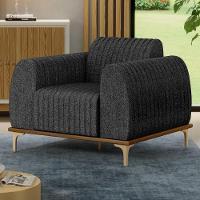 Poltrona Decorativa Base Gold Molino D06 Linho D-465 Chumbo - Mpozenato - 2