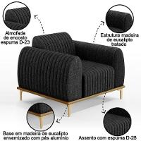 Poltrona Decorativa Base Gold Molino D06 Linho D-465 Chumbo - Mpozenato - 3