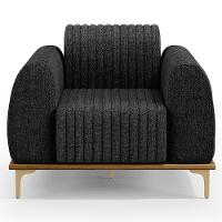 Poltrona Decorativa Base Gold Molino D06 Linho D-465 Chumbo - Mpozenato - 6