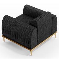 Poltrona Decorativa Base Gold Molino D06 Linho D-465 Chumbo - Mpozenato - 7