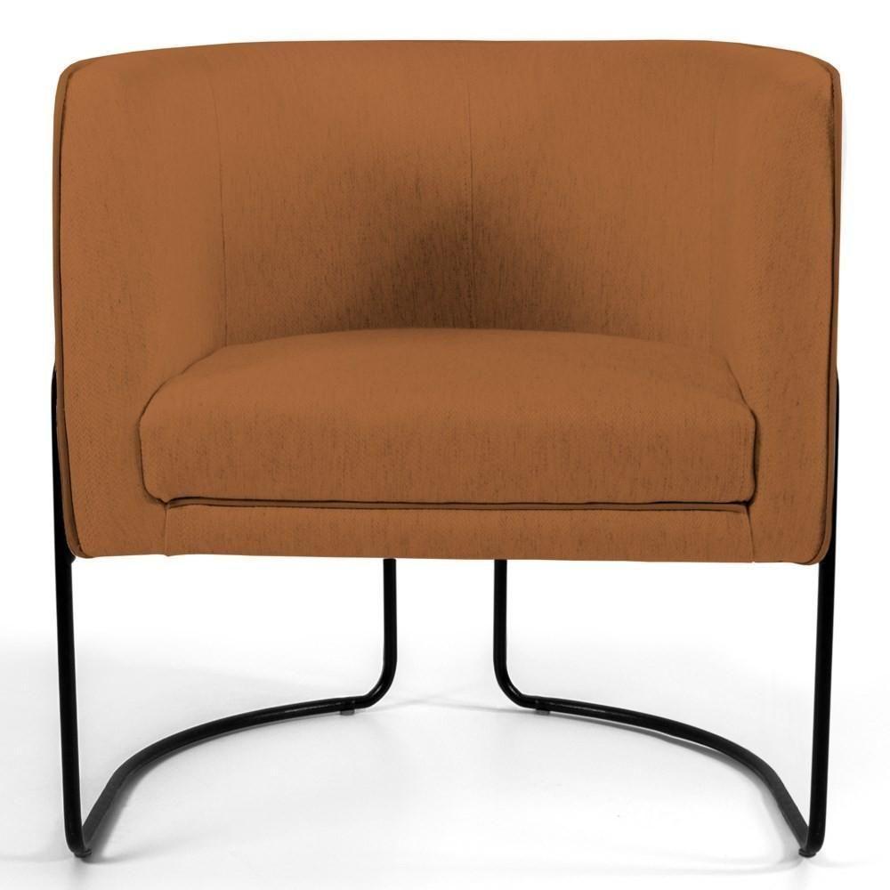 Poltrona Decorativa Base Aço Betina C-262 Veludo Telha - Domi - 2