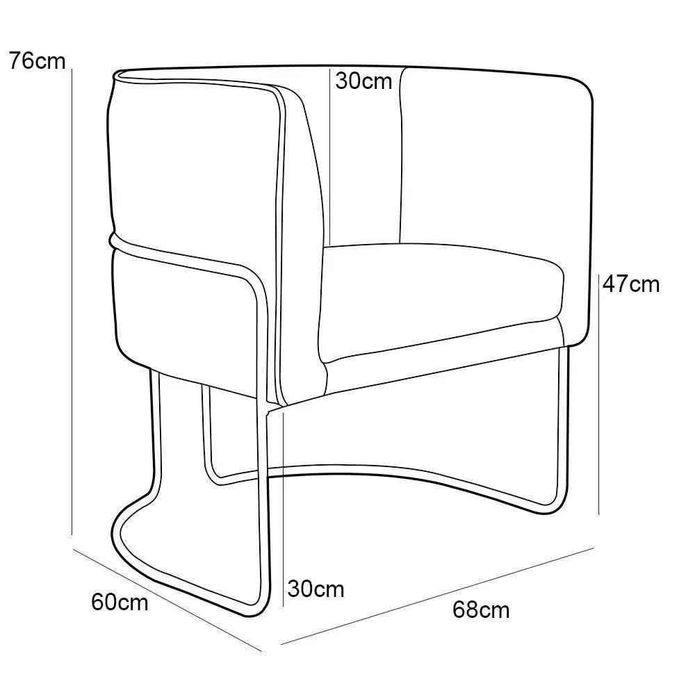 Poltrona Decorativa Base Aço Betina C-262 Veludo Telha - Domi - 4