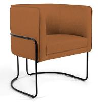 Poltrona Decorativa Base Aço Betina C-262 Veludo Telha - Domi - 1