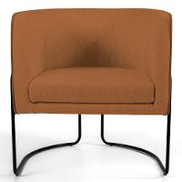 Poltrona Decorativa Base Aço Betina C-262 Veludo Telha - Domi - 2