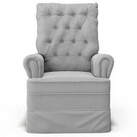 Poltrona De Amamentação E Descanso Com Balanço E Puff Laís G05 Veludo Cinza - Mpozenato - 7