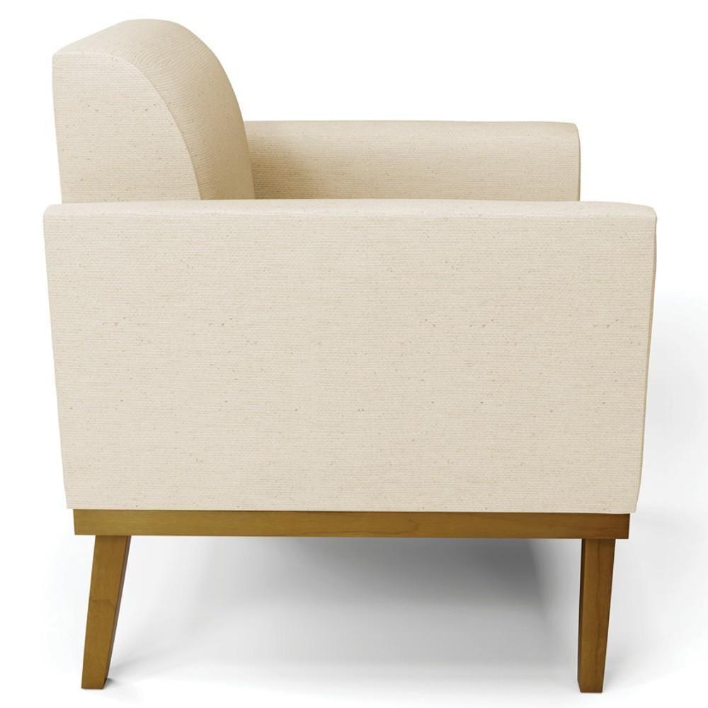 Poltrona Base Madeira Castanho Kit 2 Maressa Linho Bege - Ibiza - 8