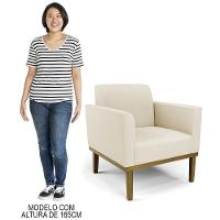 Poltrona Base Madeira Castanho Kit 2 Maressa Linho Bege - Ibiza - 9