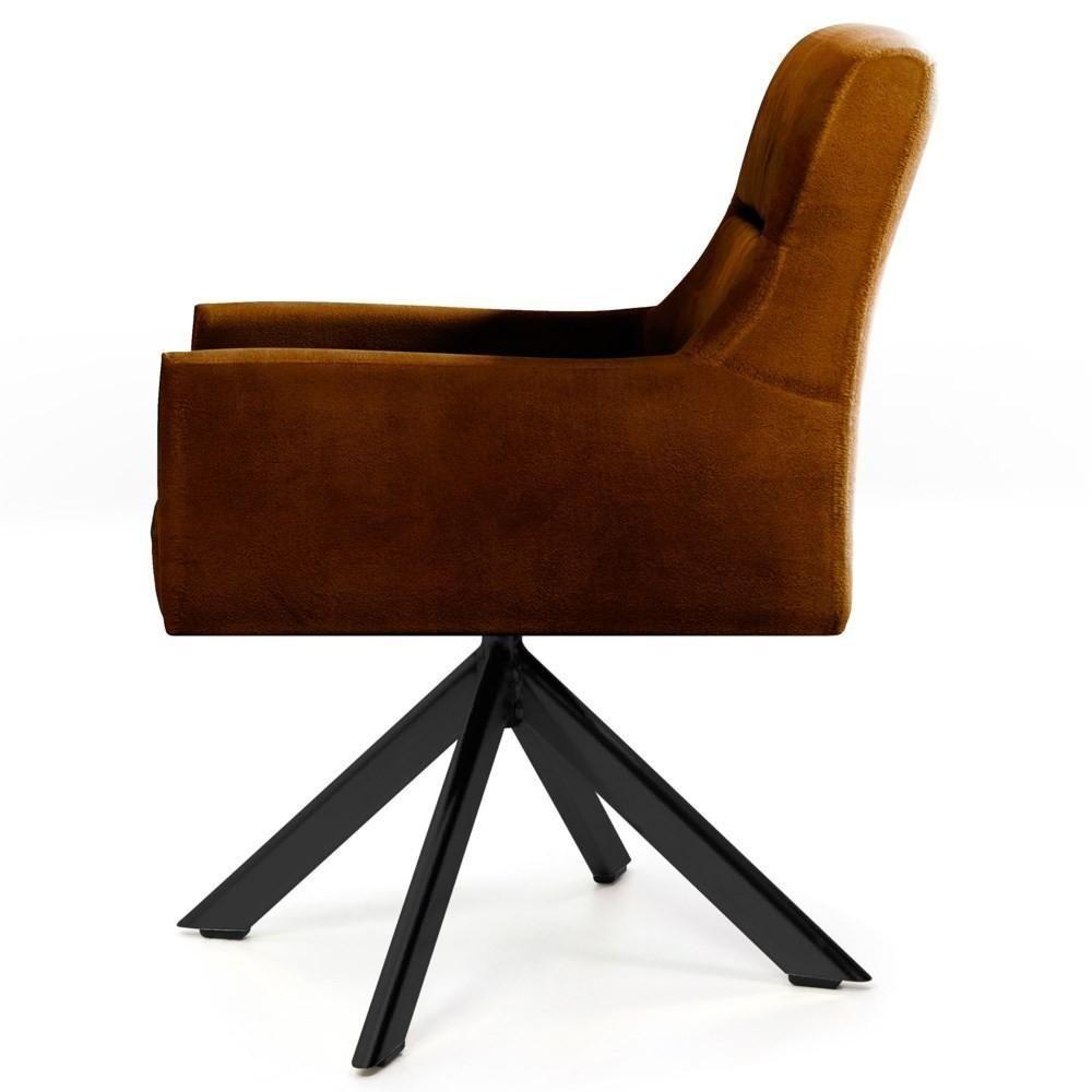 Poltrona Decorativa Giratória Base Eiffel Preto Angel Veludo C-262 Laranja - Domi - 5