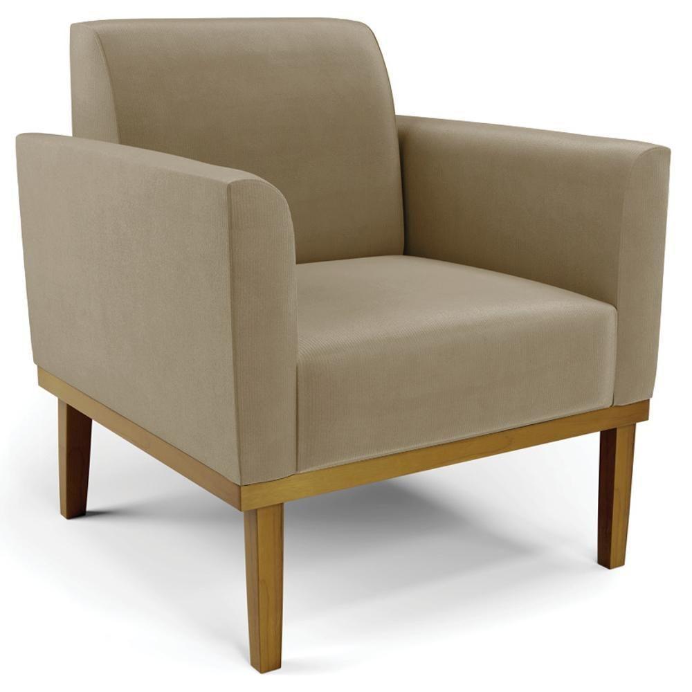 Poltrona Base Madeira Castanho Kit 2 Maressa Suede Marrom Rt - Ibiza - 5