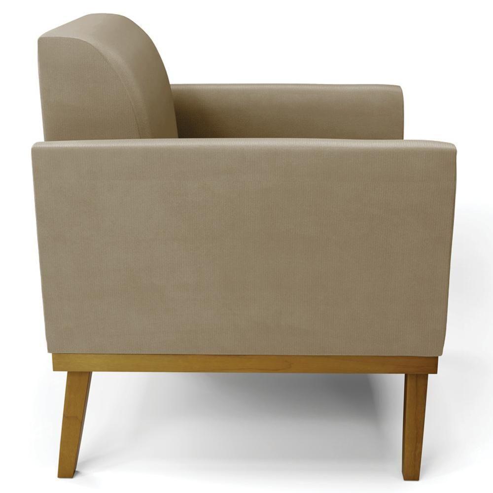 Poltrona Base Madeira Castanho Kit 2 Maressa Suede Marrom Rt - Ibiza - 8