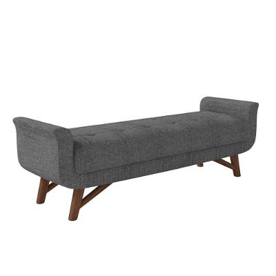 Puff Recamier Calçadeira 140cm Base Madeira Neville Z37 Linho Cinza- Mpozenato