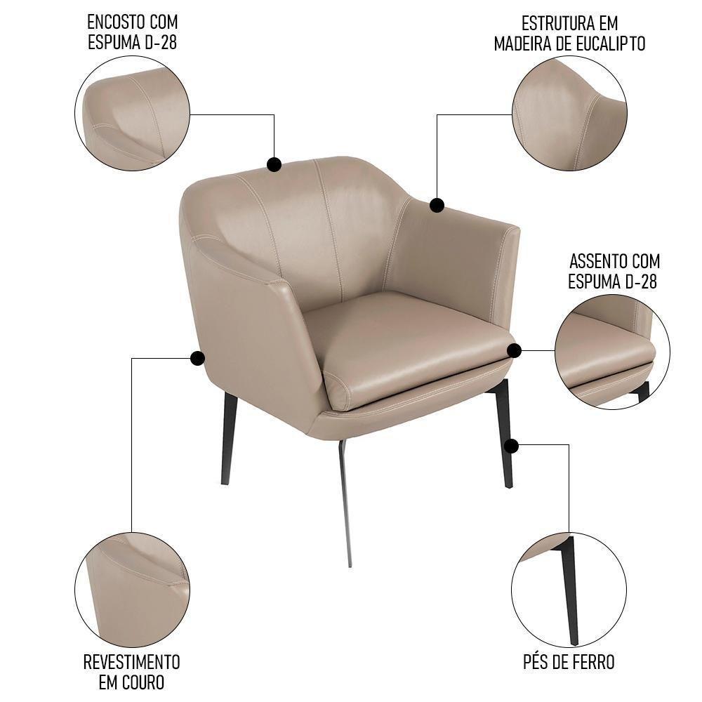 Poltrona Decorativa Para Sala De Estar Cris L07 Couro Fendi - Mpozenato - 3