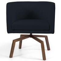 Poltrona Decorativa Giratória Base Ka Madeira Betina C-300 Veludo Preto - Domi - 2