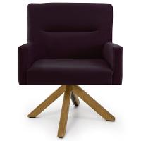 Poltrona Decorativa Giratória Base Giromad Madeira Angel Veludo C-292 Uva - Domi - 2