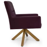 Poltrona Decorativa Giratória Base Giromad Madeira Angel Veludo C-292 Uva - Domi - 5