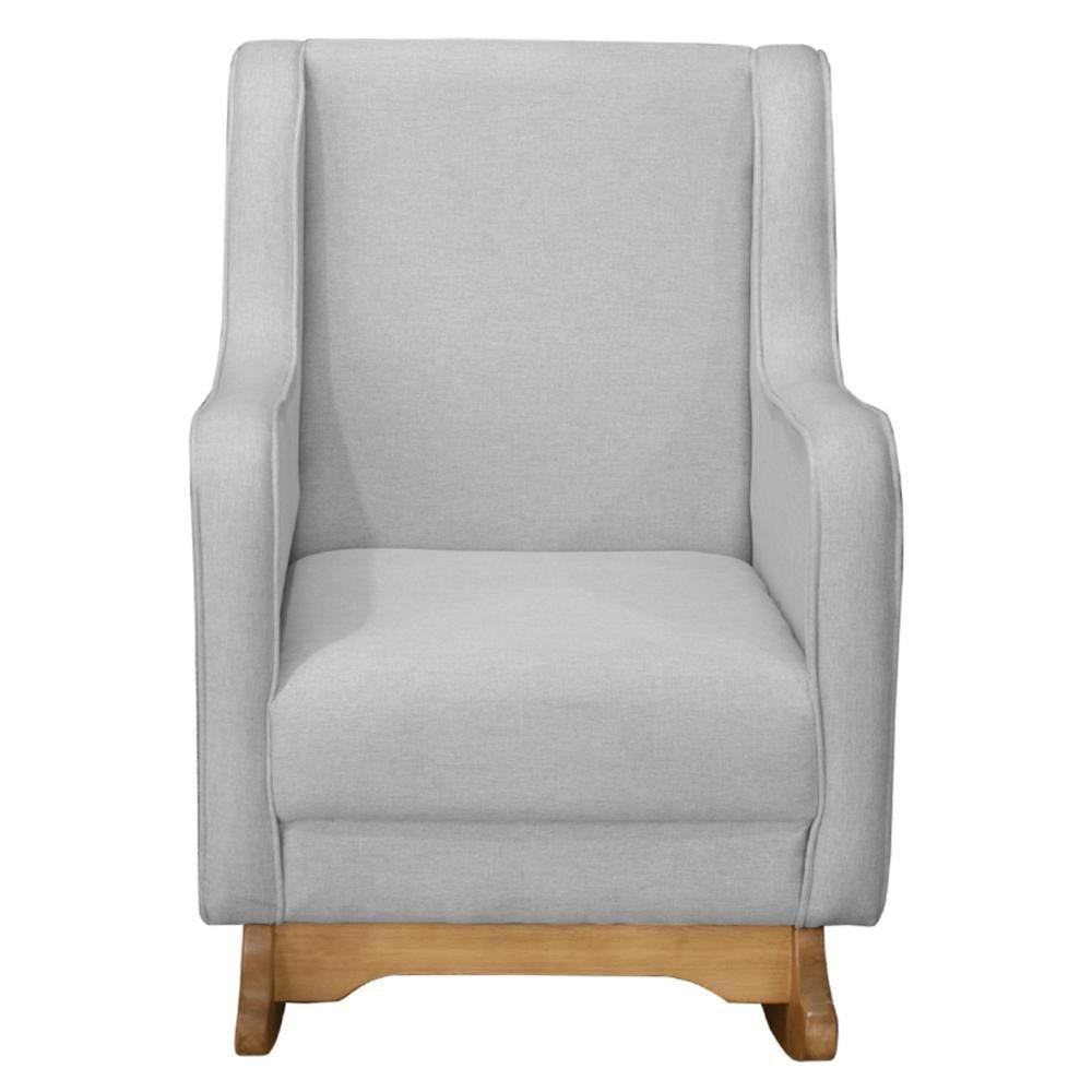 Poltrona Amamentação Base Balanço E Puff Vick Linho Cinza F03 - Mpozenato - 5