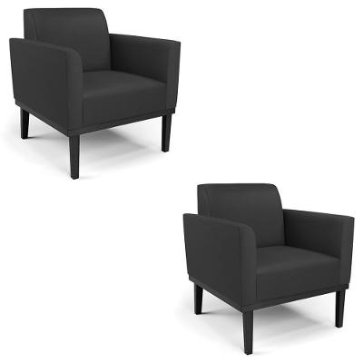 Kit 2 Poltronas Maressa Sala de Estar Couro Sintético Preto Ibiza