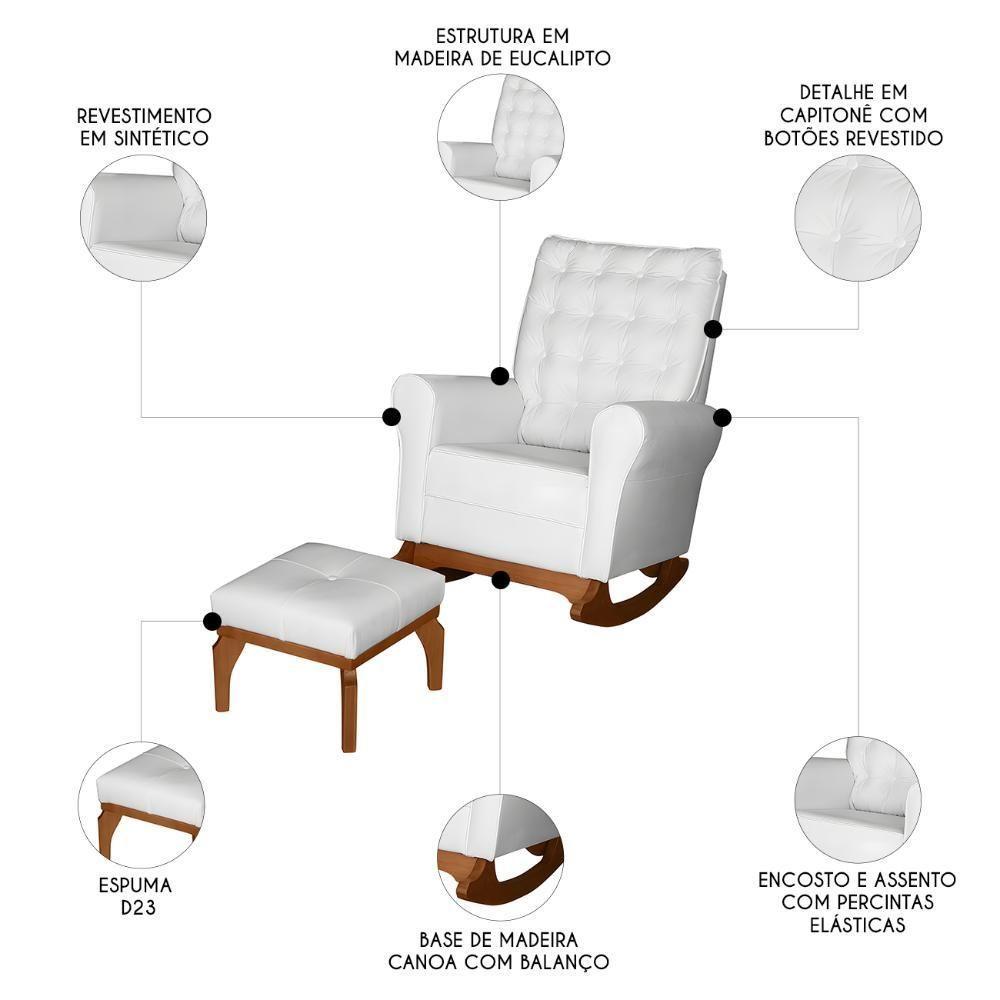 Poltrona Amamentação Base Balanço E Puff Maju Sintético Branco F03 - Mpozenato - 3