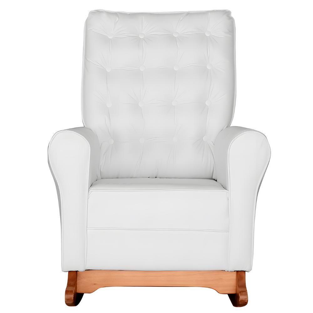 Poltrona Amamentação Base Balanço E Puff Maju Sintético Branco F03 - Mpozenato - 5
