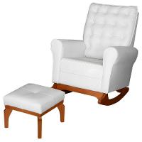 Poltrona Amamentação Base Balanço E Puff Maju Sintético Branco F03 - Mpozenato - 1