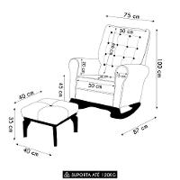 Poltrona Amamentação Base Balanço E Puff Maju Sintético Branco F03 - Mpozenato