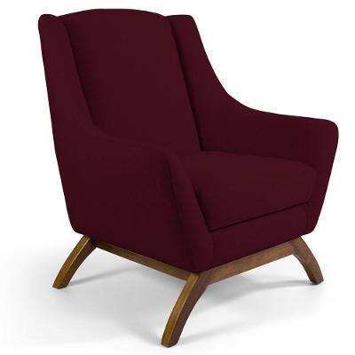 Poltrona Decorativa Base Manu Madeira Juliet Veludo C-278 Marsala - Domi
