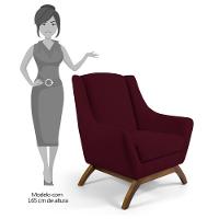 Poltrona Decorativa Base Manu Madeira Juliet Veludo C-278 Marsala - Domi - 4