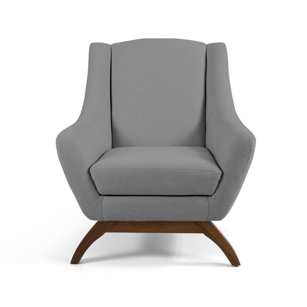 Poltrona Decorativa Base Manu Madeira Juliet C-416 Linho Cinza - Domi - 2