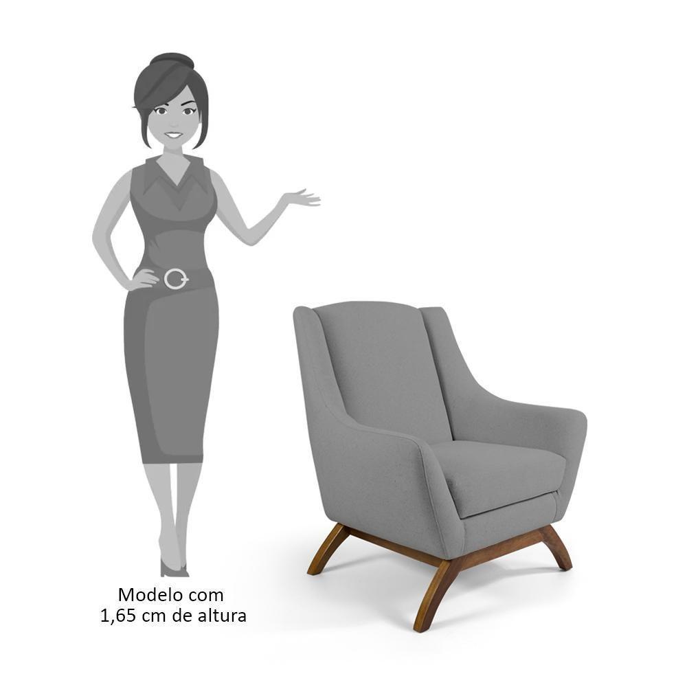 Poltrona Decorativa Base Manu Madeira Juliet C-416 Linho Cinza - Domi - 5