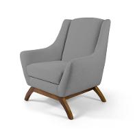 Poltrona Decorativa Base Manu Madeira Juliet C-416 Linho Cinza - Domi - 1