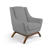 Poltrona Decorativa Base Manu Madeira Juliet C-416 Linho Cinza - Domi - 3