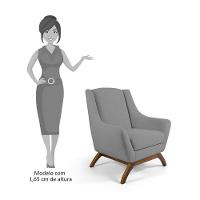 Poltrona Decorativa Base Manu Madeira Juliet C-416 Linho Cinza - Domi - 5