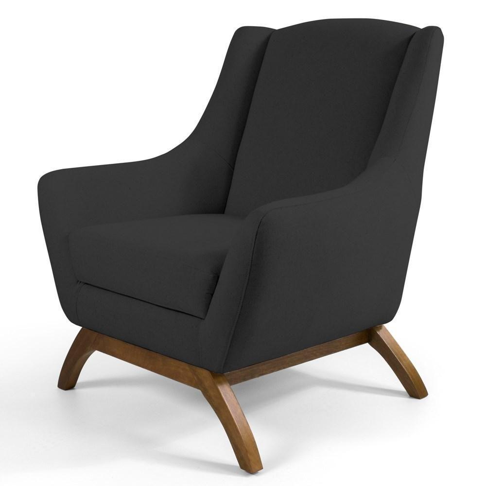 Poltrona Decorativa Base Manu Madeira Juliet Linho D-465 Chumbo - Domi - 1