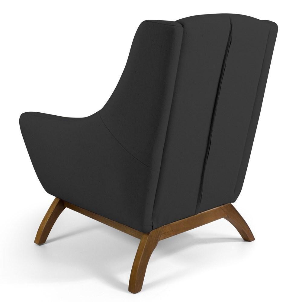 Poltrona Decorativa Base Manu Madeira Juliet Linho D-465 Chumbo - Domi - 3