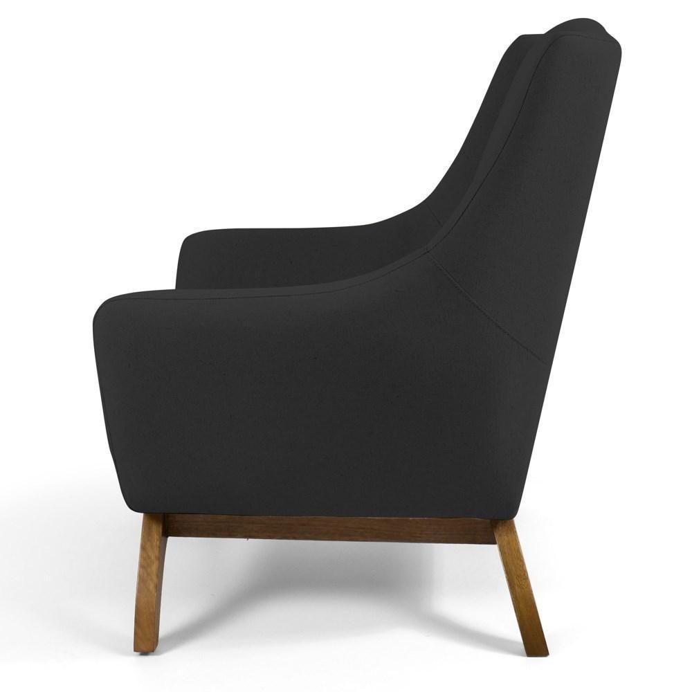 Poltrona Decorativa Base Manu Madeira Juliet Linho D-465 Chumbo - Domi - 4