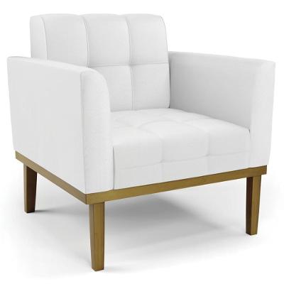 Poltrona Decorativa Ana Couro Sintético Branco Marrom Ibiza