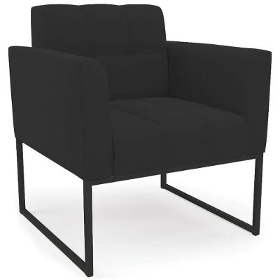 Poltrona Decorativa Ana Base Industrial Veludo Preto Ibiza