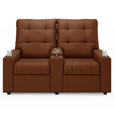 Poltrona De Cinema Reclinável 2 Lugares Baú Usb Mallie Fh9 Veludo Terracota - Mpozenato
