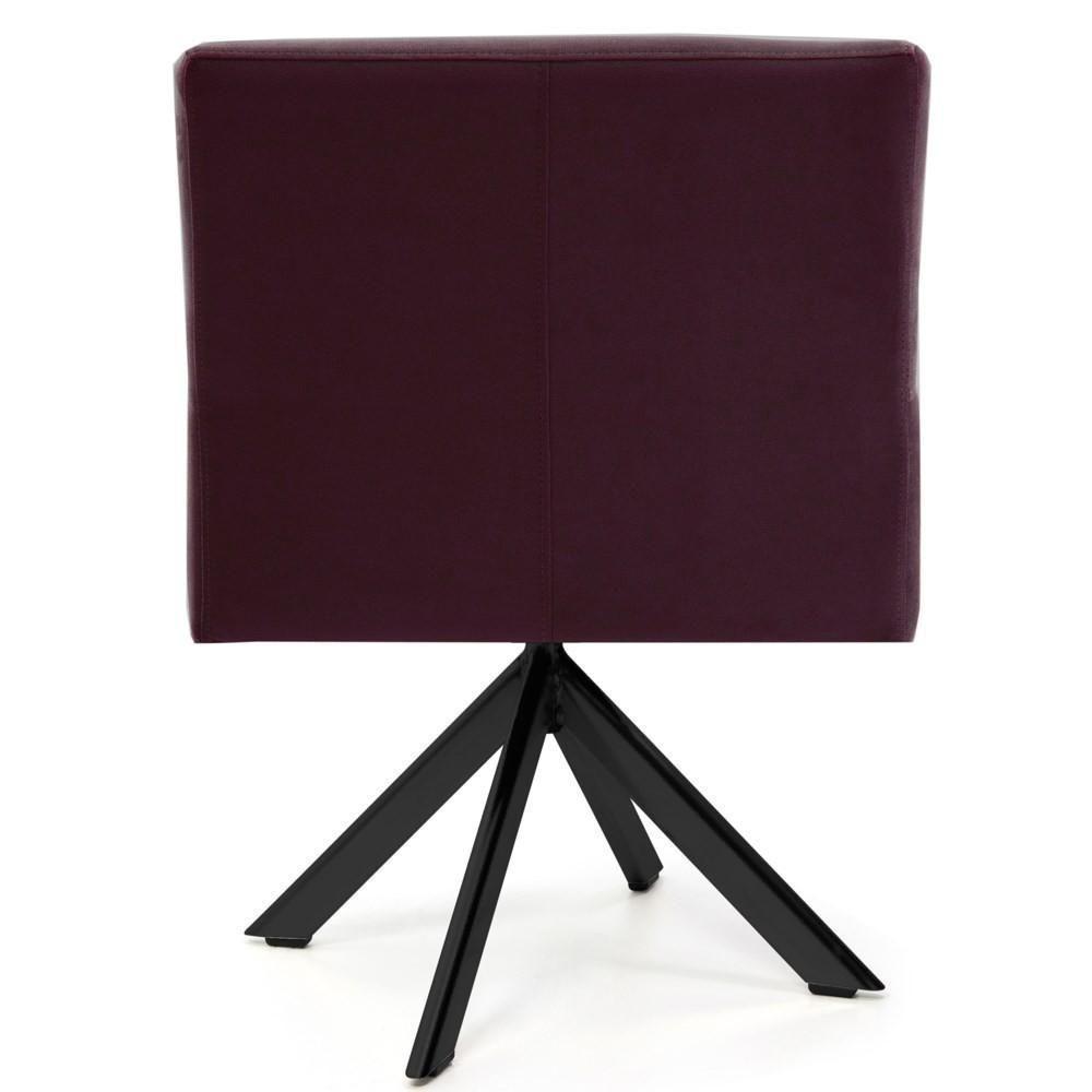 Poltrona Decorativa Giratória Base Eiffel Preto Angel Veludo C-292 Uva - Domi - 3